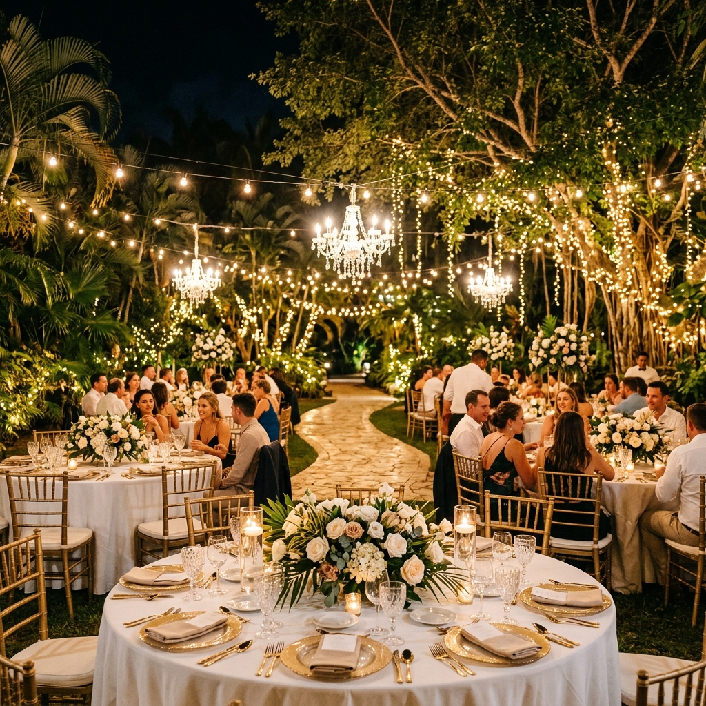 Recepción de boda en jardín